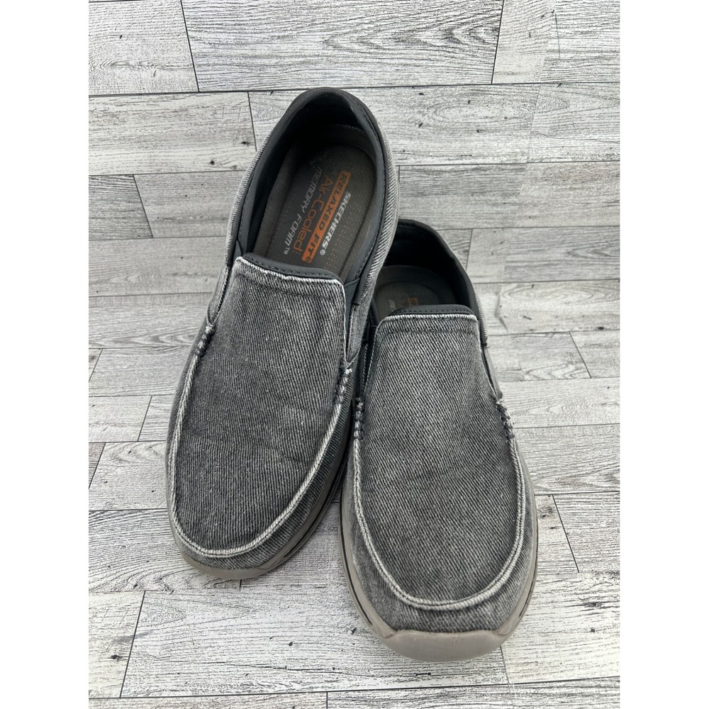 Skechers Relaxed Fit Air Cooled Memory Foam Mens Slip On Loafers Gray 65355 11.5